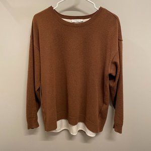 Sandro Paris Beige Layered Open Back Wool Cashmere Blend Sweater